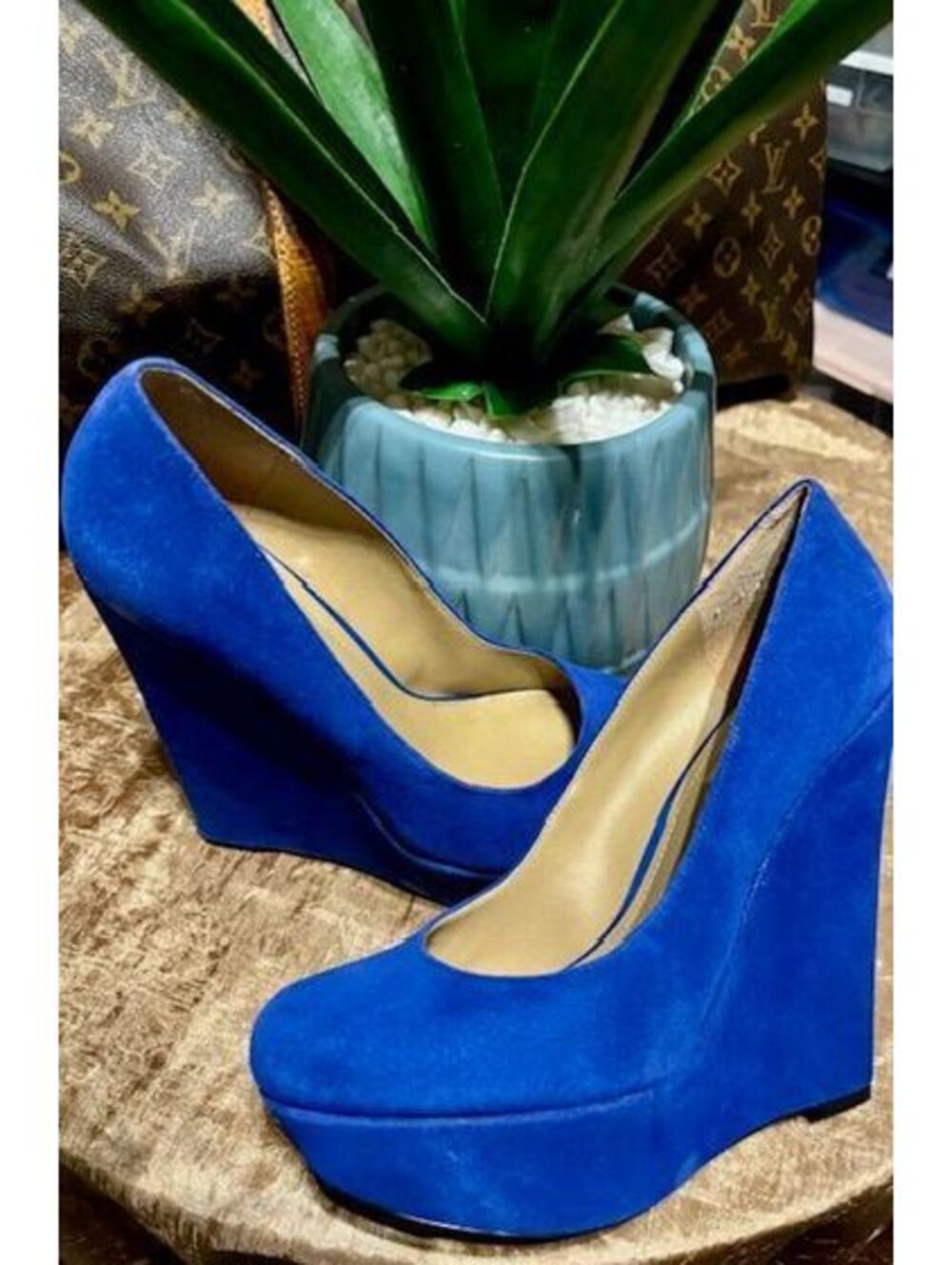 Steve Madden Suede Platform Wedges (Blue)